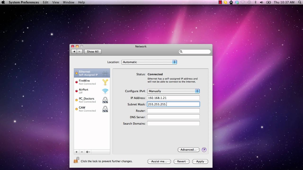 Setup static ip on mac